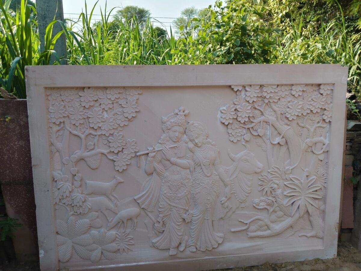 Sandstone Radha Krishna mural And Wall Pannel