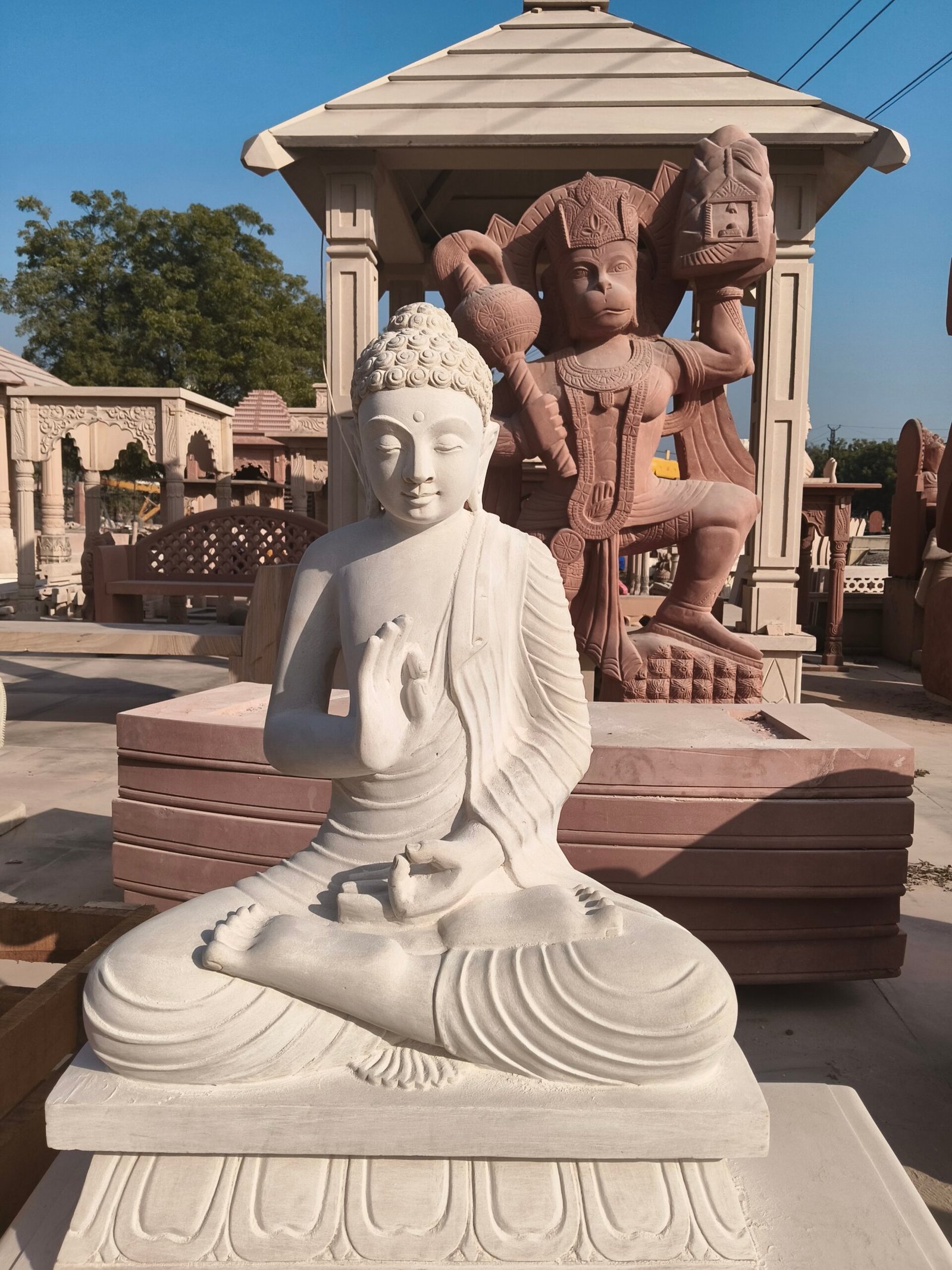 Hand carved sandstone statue from Rajasthan workshop