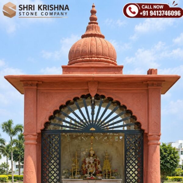 4x4 red sandstone temple carved design