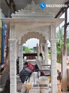 White Marble Temple for Home with a 5 x 5 x 12 ft open design