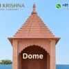 Red sandstone mandir dome design with traditional stone carving