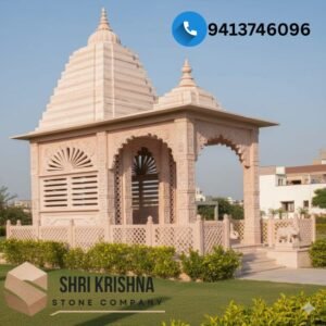 Sandstone Temple Construction with Traditional Indian Temple Architecture